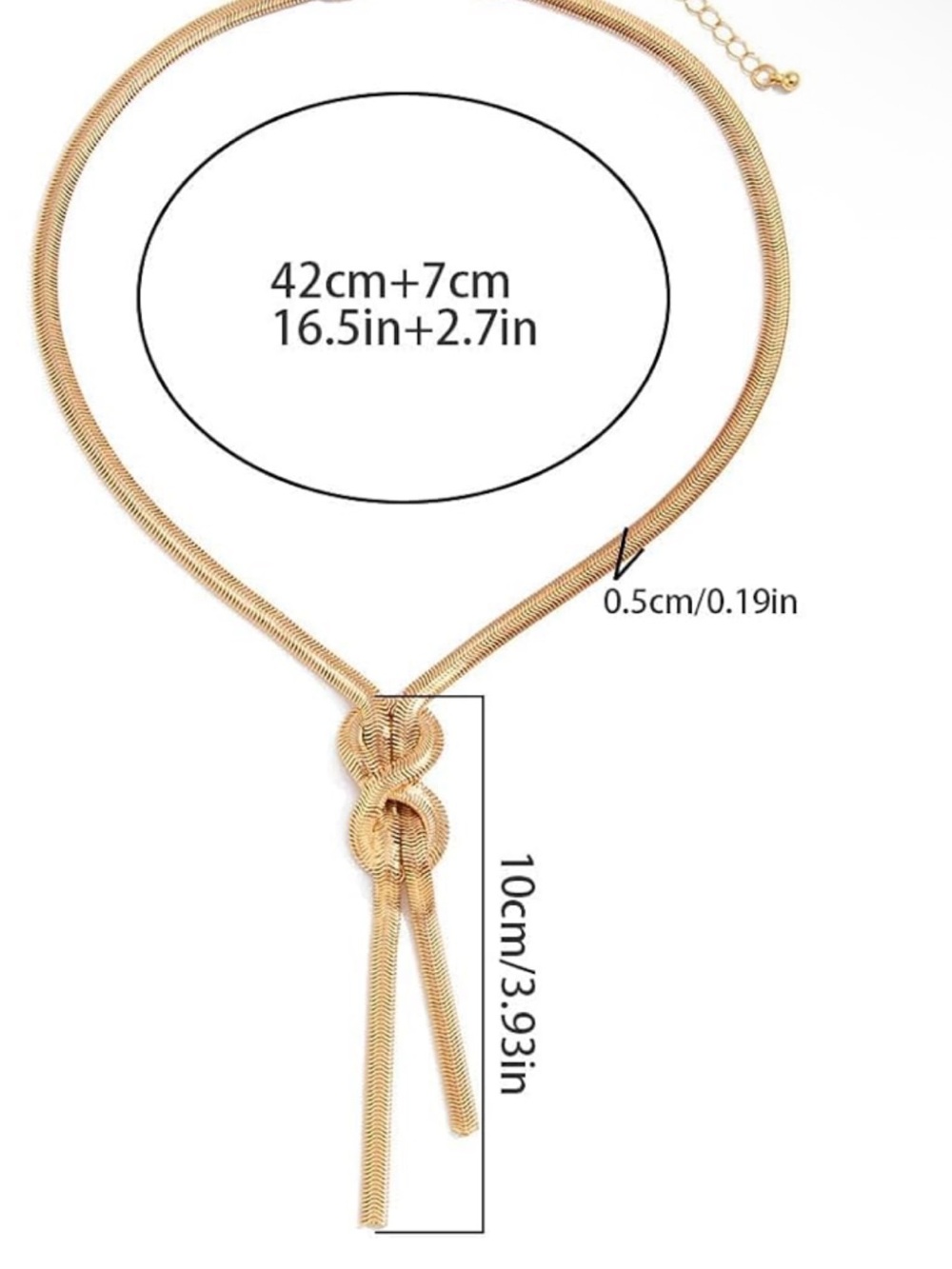 Modern Gold Knot Lariat Necklace - Picture 3 of 3
